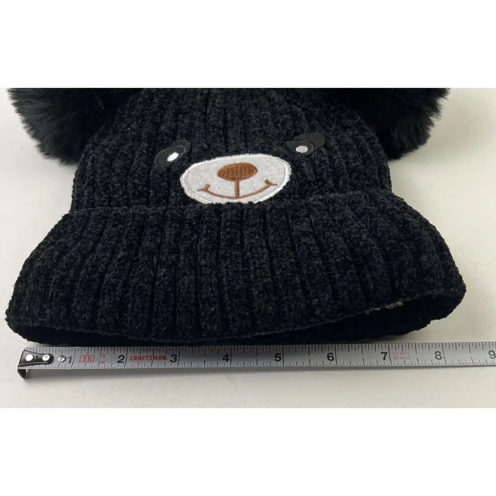 Black Bear Stretch Beanie Hat Insulated and Has Soft Fluffy Ears